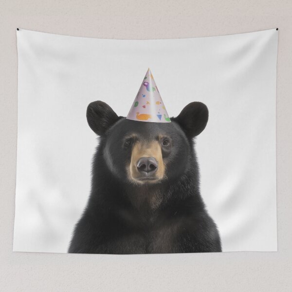 Item preview, American black bear Wearing Birthday Party Hat designed and sold by LazyOwlStore.