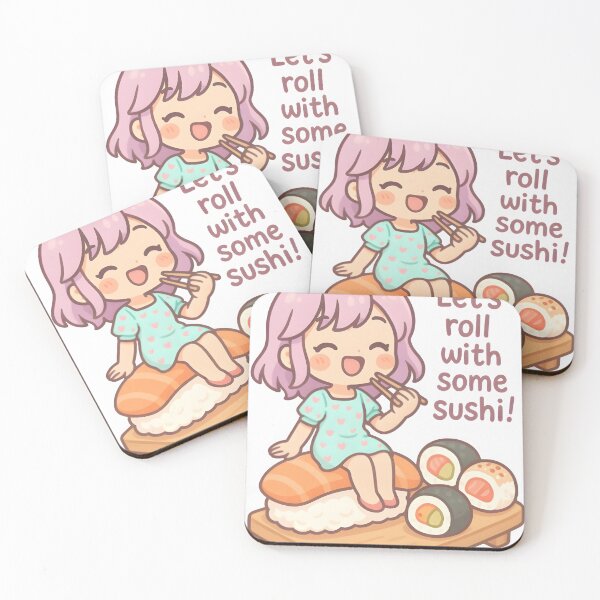 Item preview, Let’s Roll with Some Sushi – Kawaii Chibi Sushi Lover Art designed and sold by Snackwear Apparel.