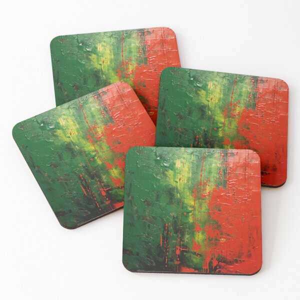 Item preview, Green And Red Spots - Abstract Oil Colors designed and sold by GrinGalore.