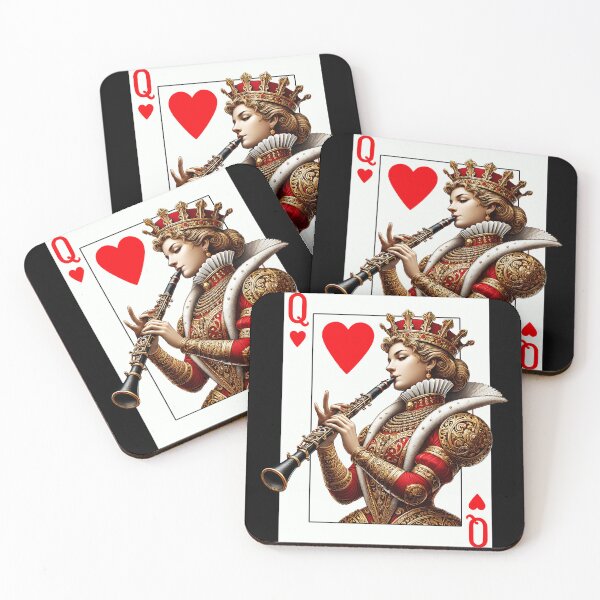 Artikelvorschau, Klarinettenspieler Queen Of Hearts Klarinettenspieler Spielkarte entworfen und verkauft von Kimberley King Art King Art.