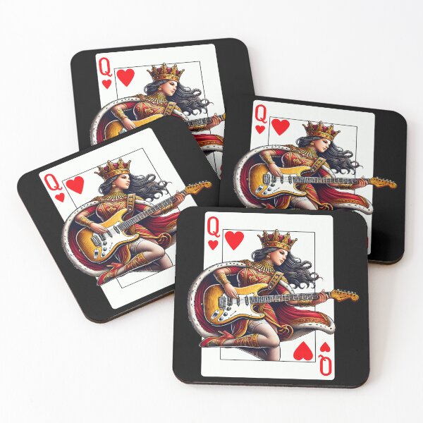 Artikelvorschau, Queen Of Hearts E-Gitarre Gitarrist Spielkarte Rock entworfen und verkauft von Kimberley King Art King Art.