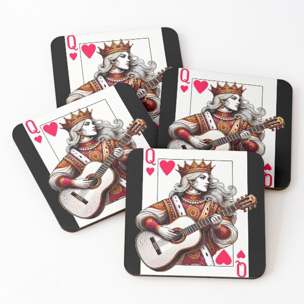 Artikelvorschau, Gitarrenspieler Queen Of Hearts Gitarrist Spielkartenliebhaber entworfen und verkauft von Kimberley King Art King Art.