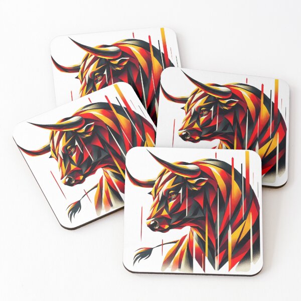 Item preview, The Cubist Bull - Abstract Art with the Colors of the Spanish Flag designed and sold by FusiTink.