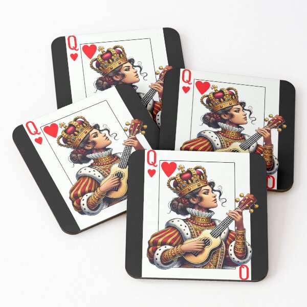 Artikelvorschau, Ukulele-Spieler Queen Of Hearts Ukulelenspieler Spielkarte entworfen und verkauft von Kimberley King Art King Art.