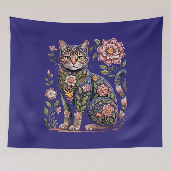 Item preview, Floral Fantasy Cat – Botanical Beauty in Bloom designed and sold by Sepinik.