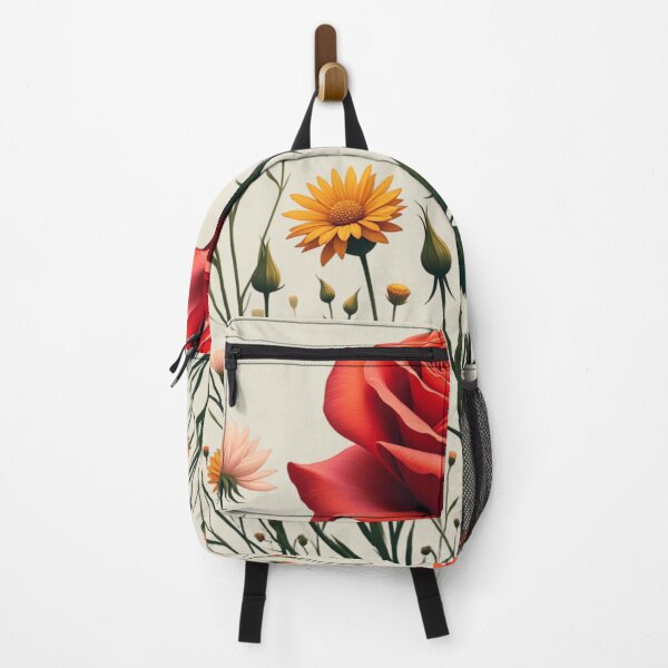 Item preview, Wildflowers and Red Rose in Middle - Ivory Cream Background #5007ICR designed and sold by Wildflower Rose.