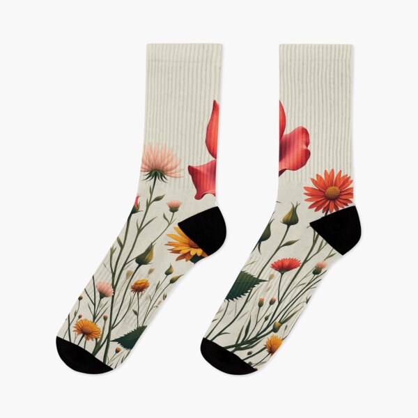 Item preview, Wildflowers and Red Rose in Middle - Ivory Cream Background #5007ICR designed and sold by Wildflower Rose.