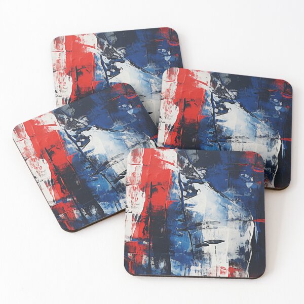 Item preview, Red White Royal Blue Spots - Abstract Oil Colors designed and sold by GrinGalore.