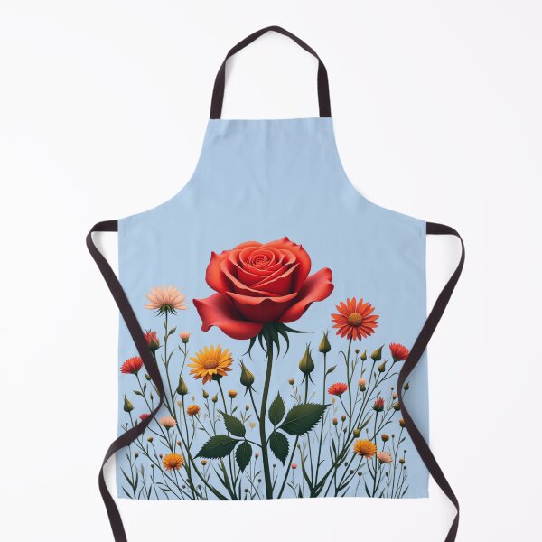 Item preview, Wildflowers and Red Rose in Middle - Powder Blue Background #5007PBL designed and sold by Wildflower Rose.