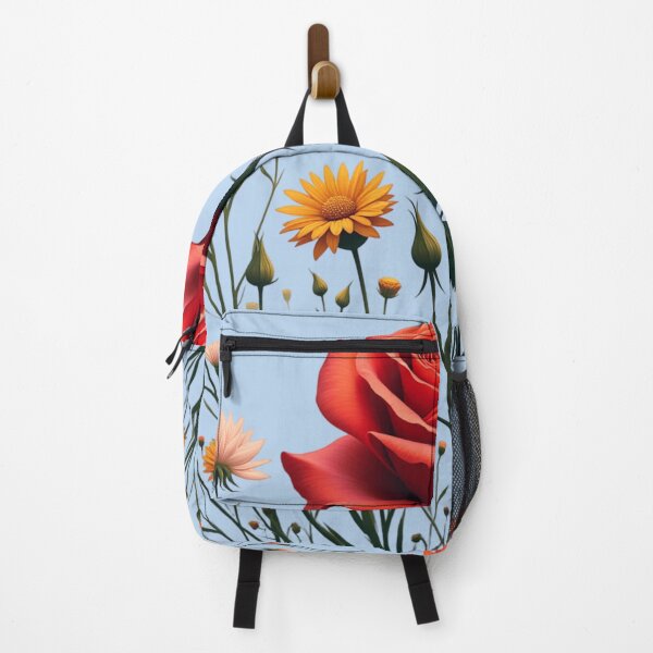 Item preview, Wildflowers and Red Rose in Middle - Powder Blue Background #5007PBL designed and sold by Wildflower Rose.