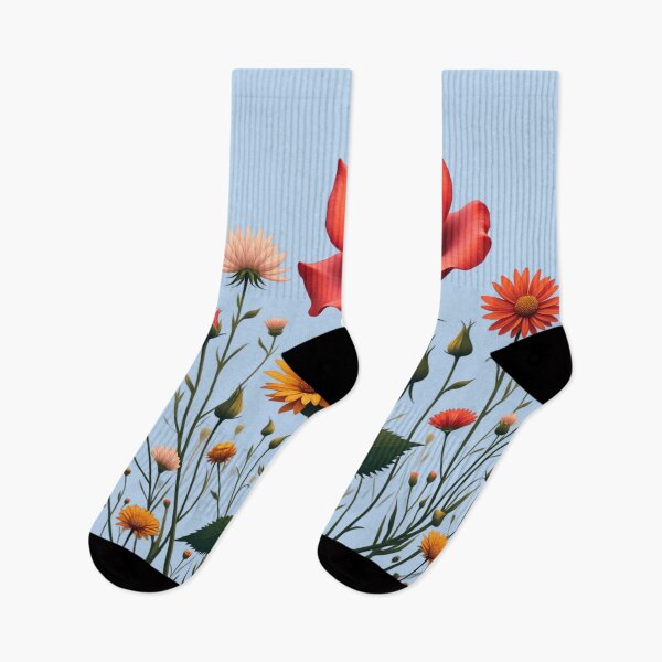 Item preview, Wildflowers and Red Rose in Middle - Powder Blue Background #5007PBL designed and sold by Wildflower Rose.