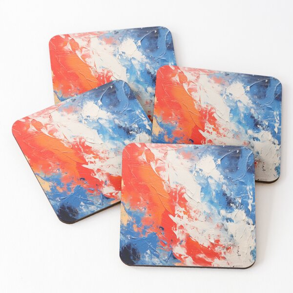 Item preview, Red White Royal Blue Strokes - Abstract Oil Colors designed and sold by GrinGalore.