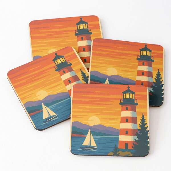 Item preview, Plattsburgh New York Lake Champlain Lighthouse Sailboat Sunset Scenic Upstate USA designed and sold by Aryabek.