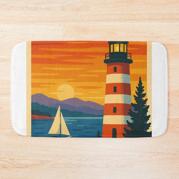 Item preview, Plattsburgh New York Lake Champlain Lighthouse Sailboat Sunset Scenic Upstate USA designed and sold by Aryabek.