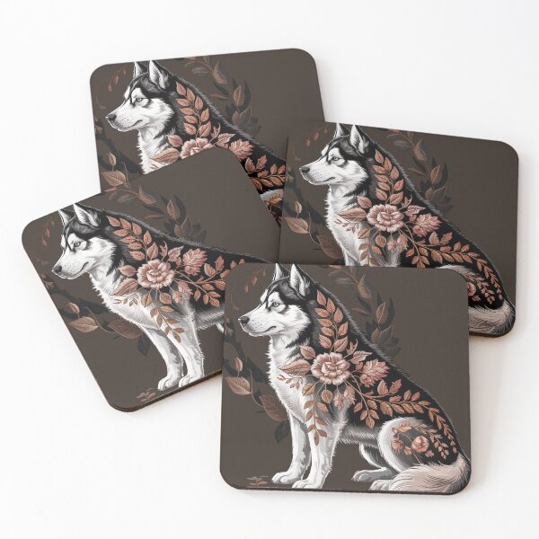 Item preview, Majestic Husky with Autumn Floral Embroidery designed and sold by Sepinik.