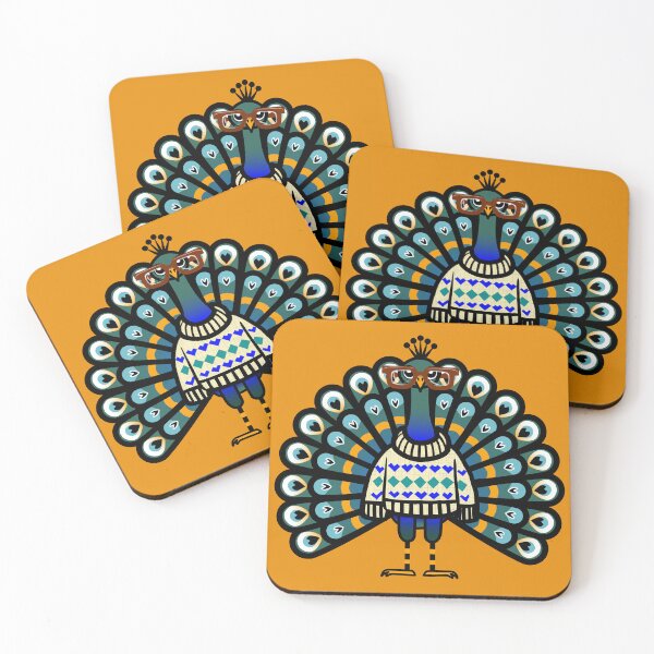 Item preview, Colorful Cartoon Peacock Wearing Sweater Illustration designed and sold by krisevansart.
