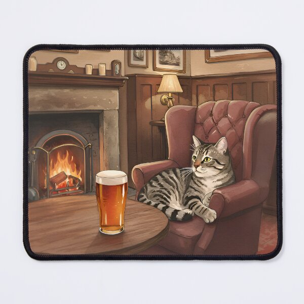 Item preview, Watercolor Tabby in a British Pub – Cozy Cat & Ale Scene designed and sold by Simple_Lines2025.