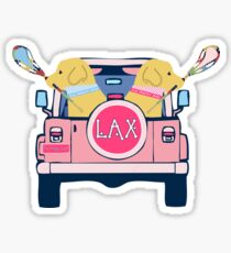 Preppy Pink LAX Jeep Golden Retriever Lacrosse Dogs Sticker