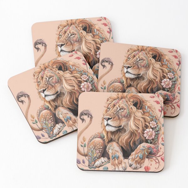 Item preview, Regal Lion with Floral Embroidery – Wild Majesty Reimagined designed and sold by Sepinik.