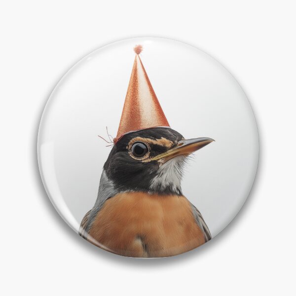 Item preview, American Robin bird Wearing Birthday Party Hat designed and sold by LazyOwlStore.