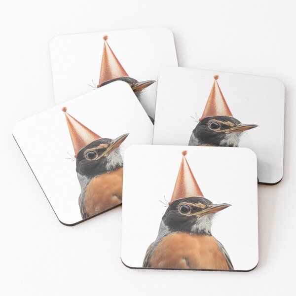 Item preview, American Robin bird Wearing Birthday Party Hat designed and sold by LazyOwlStore.