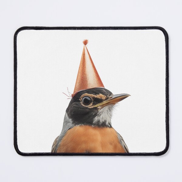 Item preview, American Robin bird Wearing Birthday Party Hat designed and sold by LazyOwlStore.
