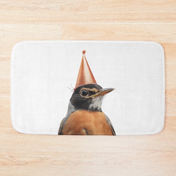 Item preview, American Robin bird Wearing Birthday Party Hat designed and sold by LazyOwlStore.