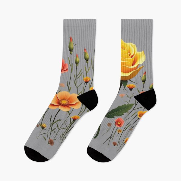 Item preview, Wildflowers and a Yellow Rose to the Right #2 - Light Gray Background #5010LGY designed and sold by Wildflower Rose.