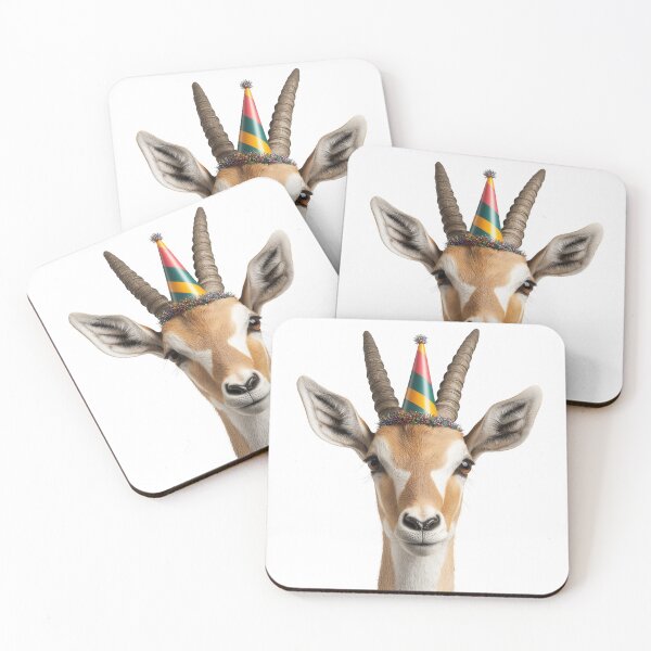 Item preview, Antelope Wearing Birthday Party Hat designed and sold by LazyOwlStore.