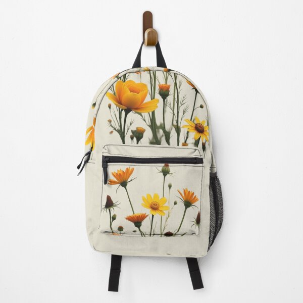 Artikelvorschau, Wildblumen und eine gelbe Rose rechts Nr. 3 – Elfenbeincremefarbener Hintergrund Nr. 5011ICR entworfen und verkauft von Wildflower Rose.