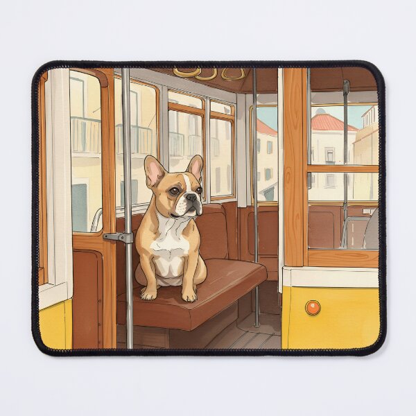 Item preview, French Bulldog on Tram 28 – Lisbon Travel Watercolor Print designed and sold by Simple_Lines2025.