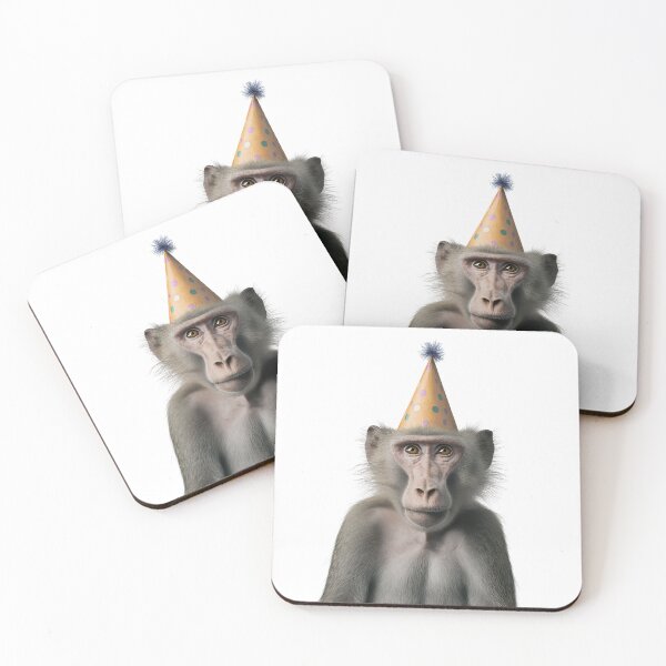 Item preview, Baboon Wearing Birthday Party Hat designed and sold by LazyOwlStore.