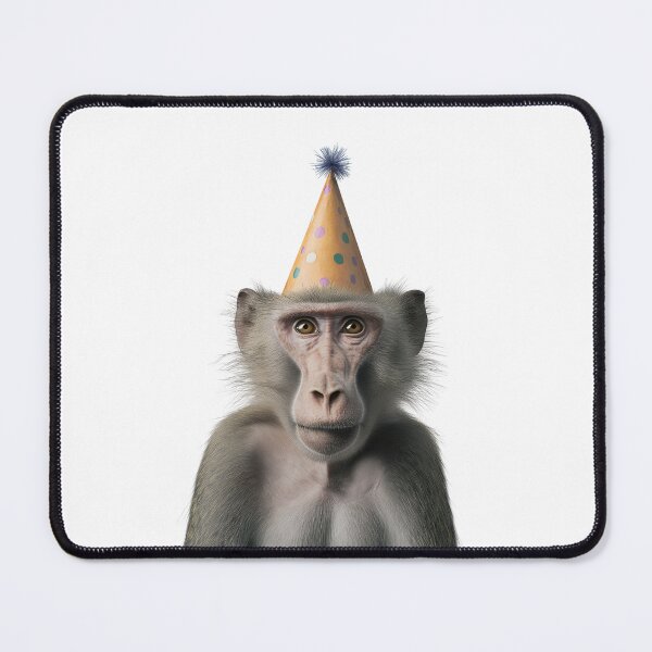 Item preview, Baboon Wearing Birthday Party Hat designed and sold by LazyOwlStore.
