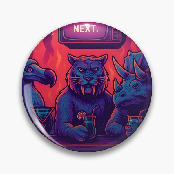 Item preview, Extinction Club – Retro Neon Animal Bar Scene with Dodo, Saber-Toothed Tiger & Triceratops designed and sold by BRAINROTWEAR.