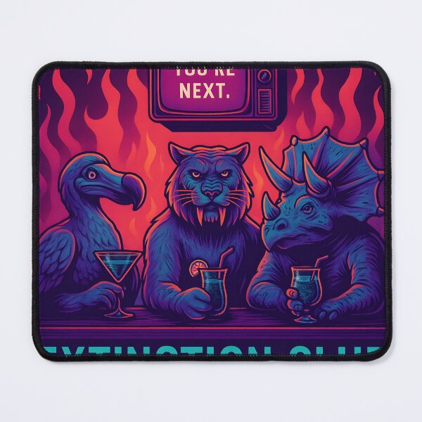 Item preview, Extinction Club – Retro Neon Animal Bar Scene with Dodo, Saber-Toothed Tiger & Triceratops designed and sold by BRAINROTWEAR.