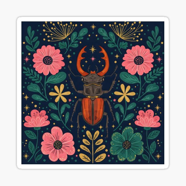 Item preview, Floral Stag Beetle designed and sold by steelramen.