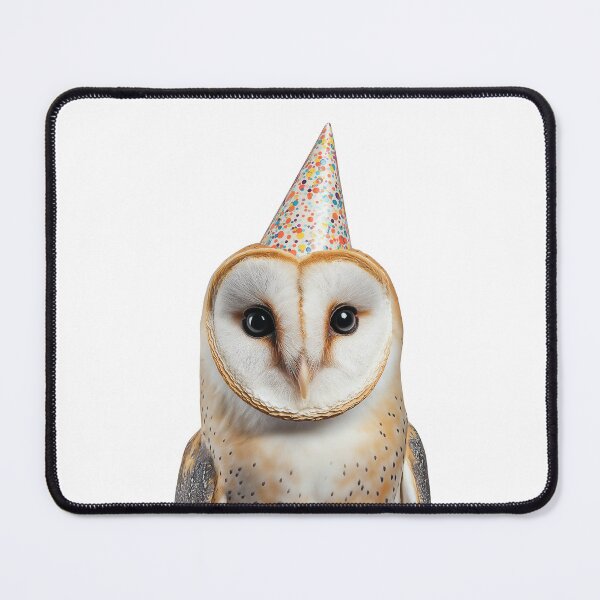 Item preview, Barn Owl Wearing Birthday Party Hat designed and sold by LazyOwlStore.