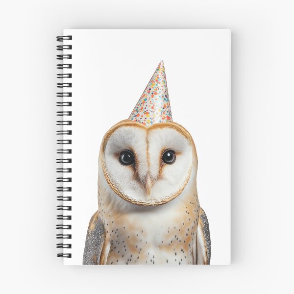 Item preview, Barn Owl Wearing Birthday Party Hat designed and sold by LazyOwlStore.