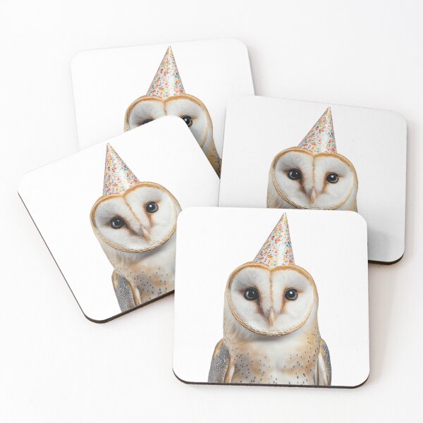 Item preview, Barn Owl Wearing Birthday Party Hat designed and sold by LazyOwlStore.