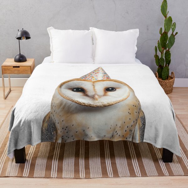 Item preview, Barn Owl Wearing Birthday Party Hat designed and sold by LazyOwlStore.