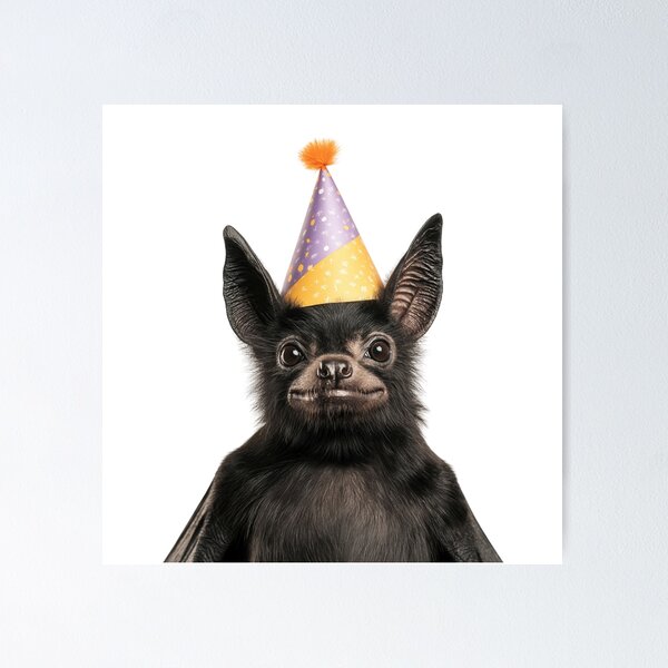 Item preview, Bat Wearing Birthday Party Hat designed and sold by LazyOwlStore.