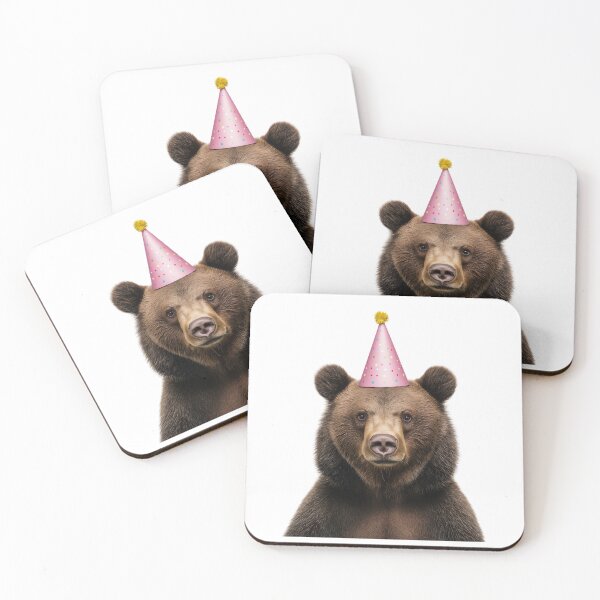 Item preview, Funny Bear Wearing Birthday Party Hat designed and sold by LazyOwlStore.