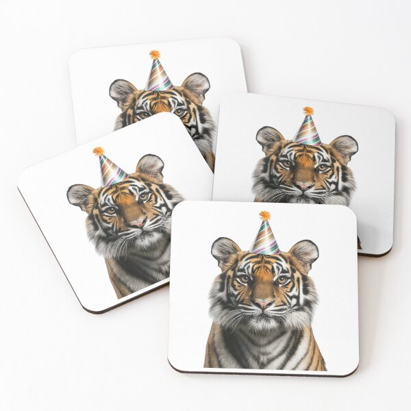 Item preview, Funny Bengal Tiger Wearing Birthday Party Hat designed and sold by LazyOwlStore.