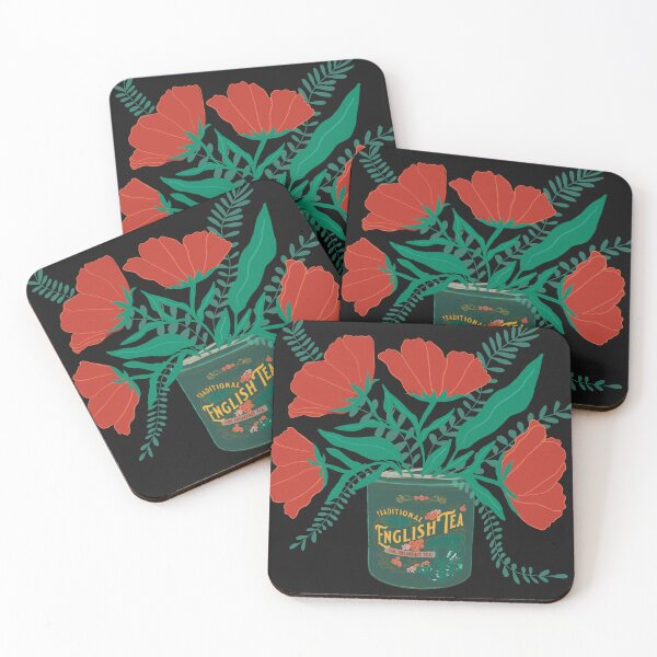 Item preview, Red flowers in tea tin designed and sold by Calypsos-Garden.