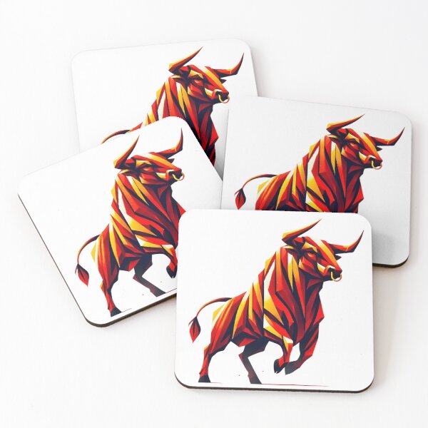 Item preview, Prancing Bull - Cubist Art with the Colors of the Spanish Flag designed and sold by FusiTink.
