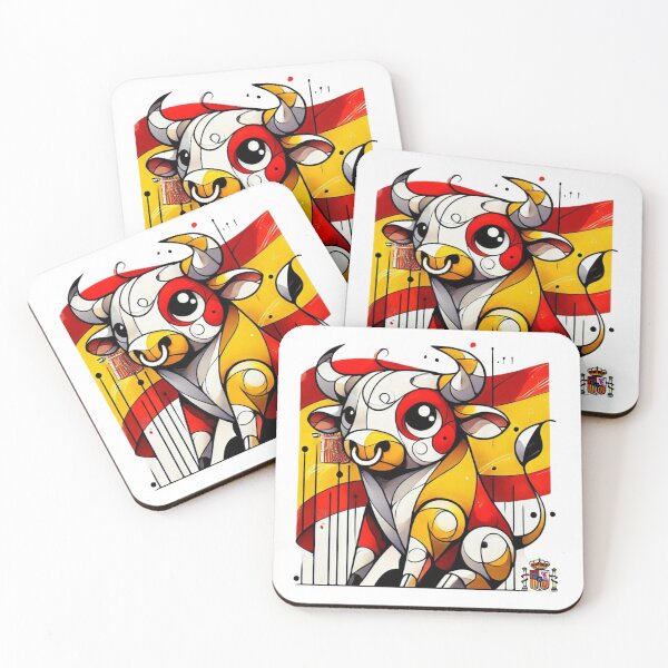 Item preview, Cubist Bull - Adorable Bull with Spanish Flag and Shield designed and sold by FusiTink.