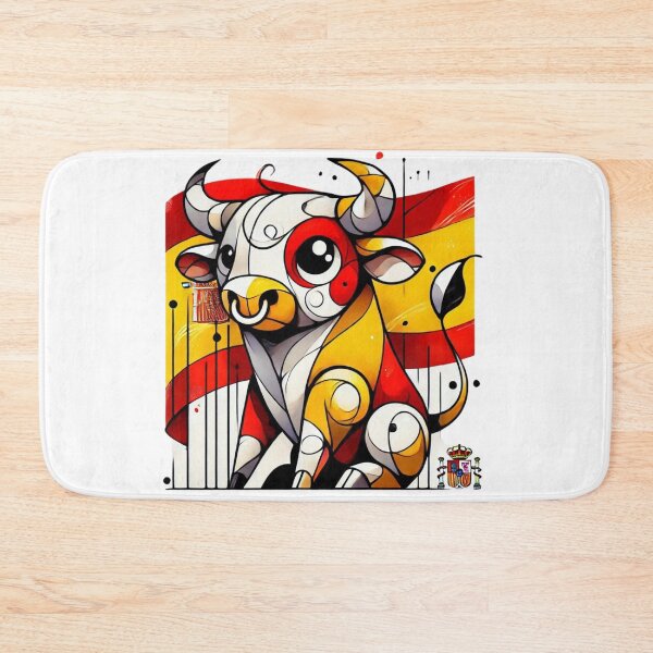 Item preview, Cubist Bull - Adorable Bull with Spanish Flag and Shield designed and sold by FusiTink.