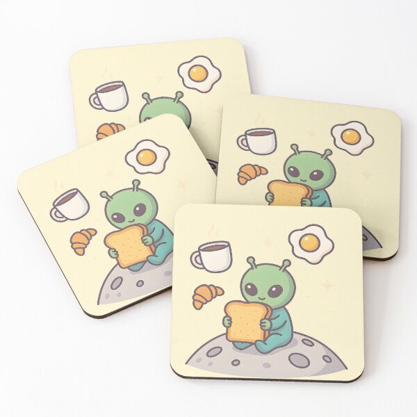 Item preview, Cute Alien Space Breakfast – Kawaii Food & Moon Cartoon Design designed and sold by BRAINROTWEAR.
