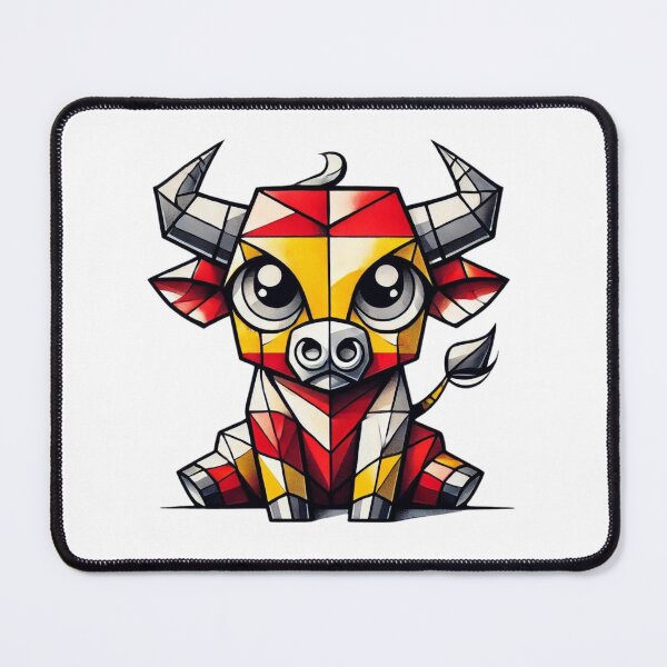 Item preview, The Sitting Bull - Adorable Cubist Bull with the Colors of the Spanish Flag designed and sold by FusiTink.