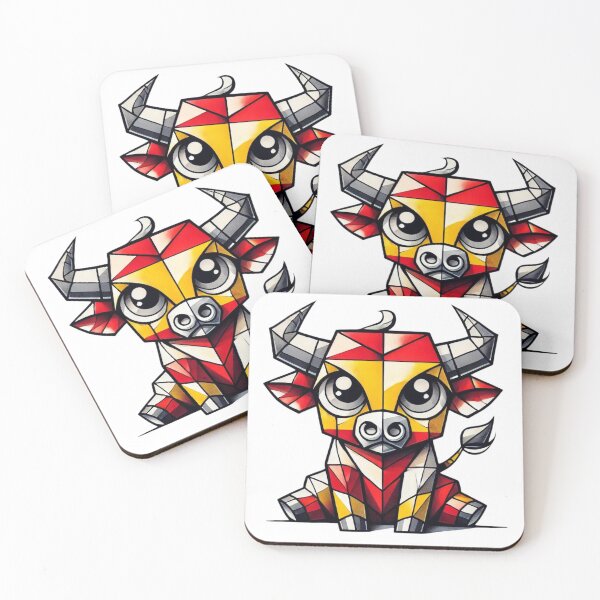 Item preview, The Sitting Bull - Adorable Cubist Bull with the Colors of the Spanish Flag designed and sold by FusiTink.